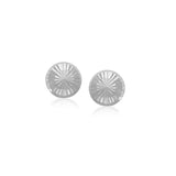 14k White Gold Textured Flat Style Stud Earrings-rx96057