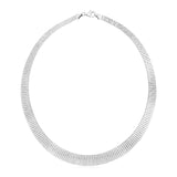 Sterling Silver Serpentine Style Necklace with Linear Texture-rx83674-17