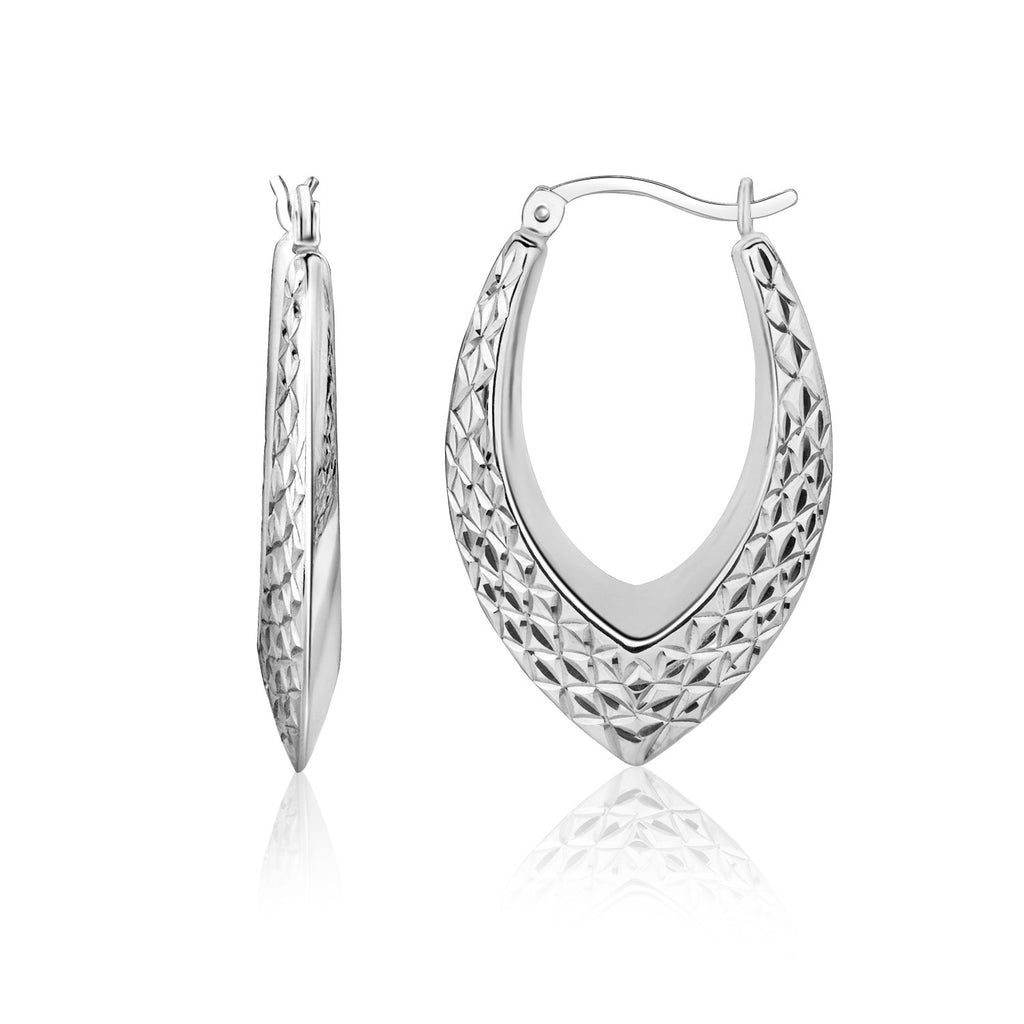 Sterling Silver Fancy Weave Style Texture Hoop Earrings-rx9270