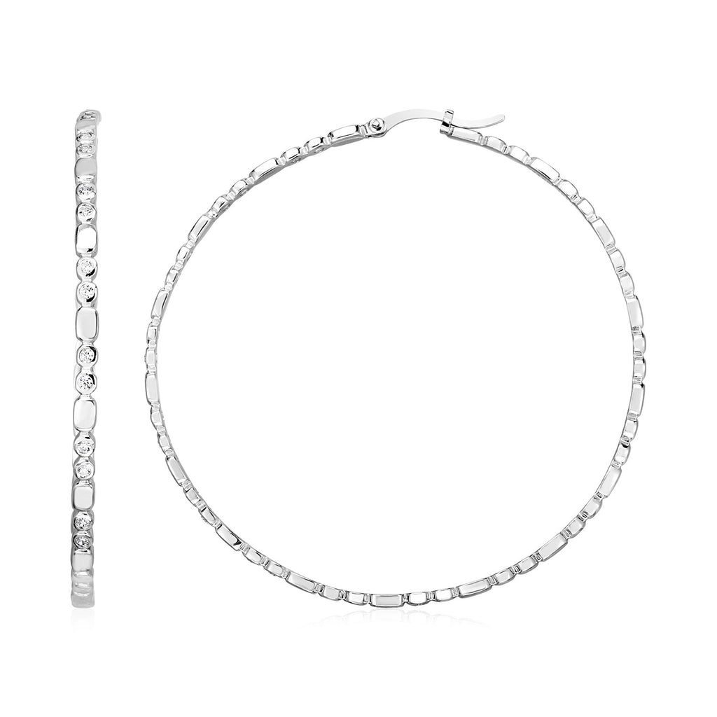 Sterling Silver Hoop Earrings with Cubic Zirconias-rx26795