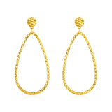 14k Yellow Gold Textured Teardrop Motif Post Earrings-rx34318