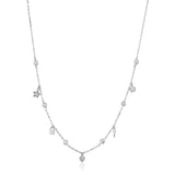 Sterling Silver 18 inch Necklace with Novelty Dangles and Cubic Zicronias-rx44441-18