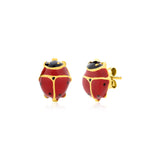 14K Yellow Gold Lady Bug Earrings-rx63630