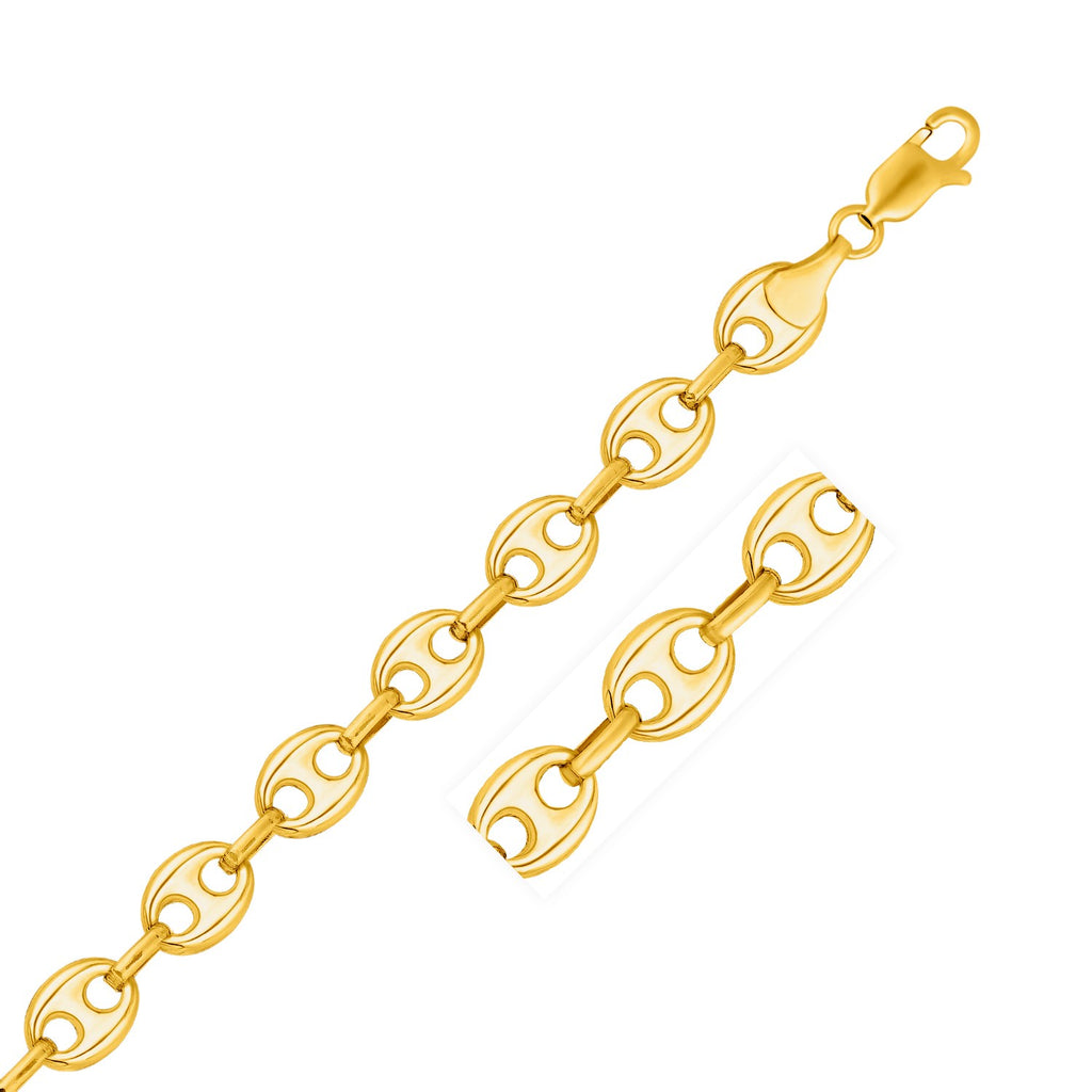 14K Gold Puffed Mariner Link Chain Necklace 18 20 