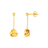 14k Yellow Gold Love Knot Drop Earrings-rx16985