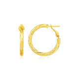 14k Yellow Gold Petite Twisted Round Hoop Earrings-rx40953