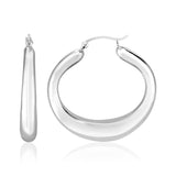Sterling Silver Large Polished Puffed Oval Hoop Earrings-rx90327