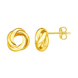 14k Yellow Gold Polished Love Knot Earrings-rx90638