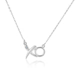 Sterling Silver 18 inch Necklace with XO Pendant with Diamond-rx17459-18