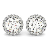 14k White Gold Round Prong Halo Style Earrings (1 cttw)-rx20866