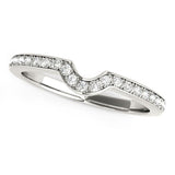 14k White Gold Modern Curved Prong Set Diamond Wedding Band (1/8 cttw)-rxd44633y28bt