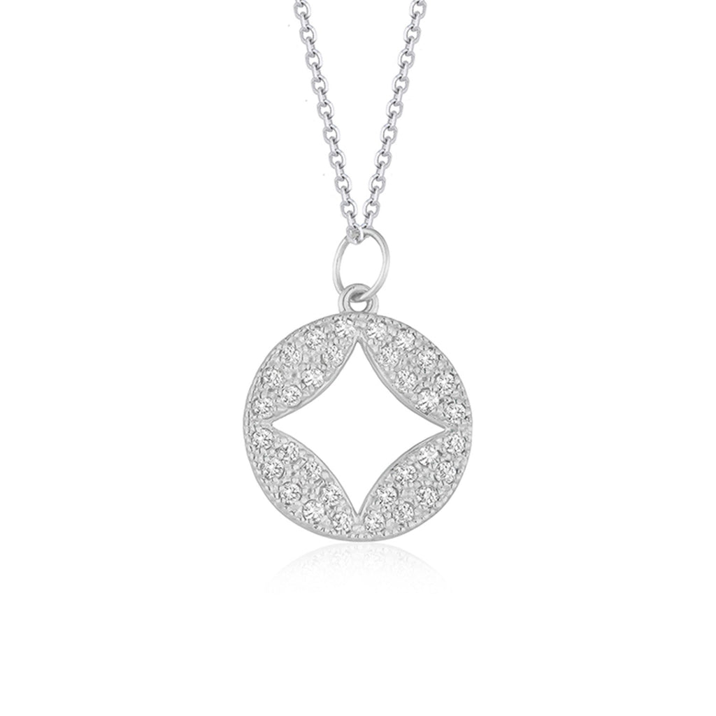 14k White Gold Diamond Studded Circle Pendant with Cut-out (1/3 cttw)-rx60404-16