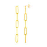 14K Yellow Gold Five Link Paperclip Chain Earrings-rx74633