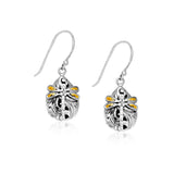 18k Yellow Gold & Sterling Silver Teardrop Dragonfly Earrings-rx56448
