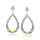 18k Yellow Gold & Sterling Silver Diamond Accented Graduated Popcorn Earrings-rx66657