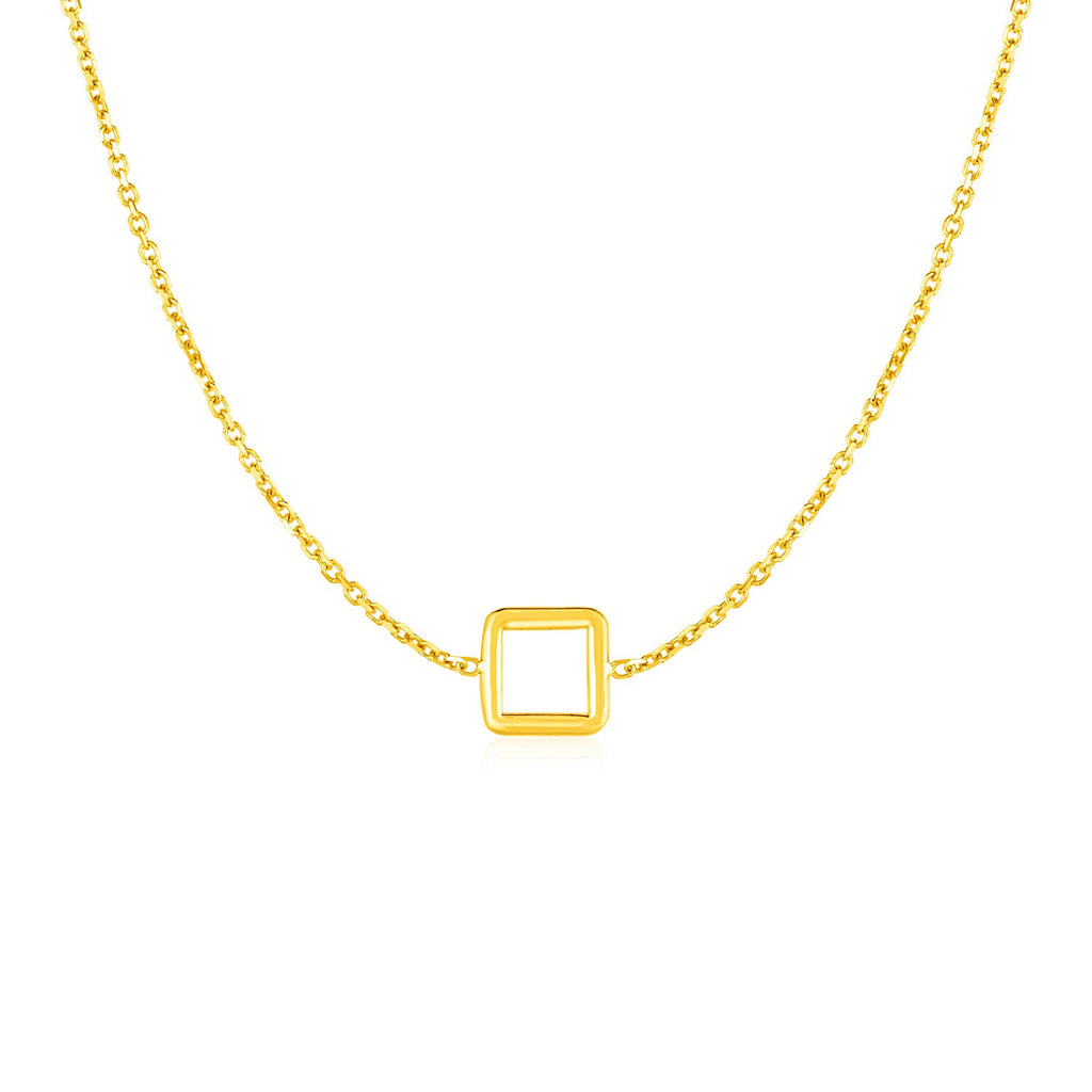 14k Yellow Gold Necklace with Petite Open Square Pendantrx70756-17-rx70756-17