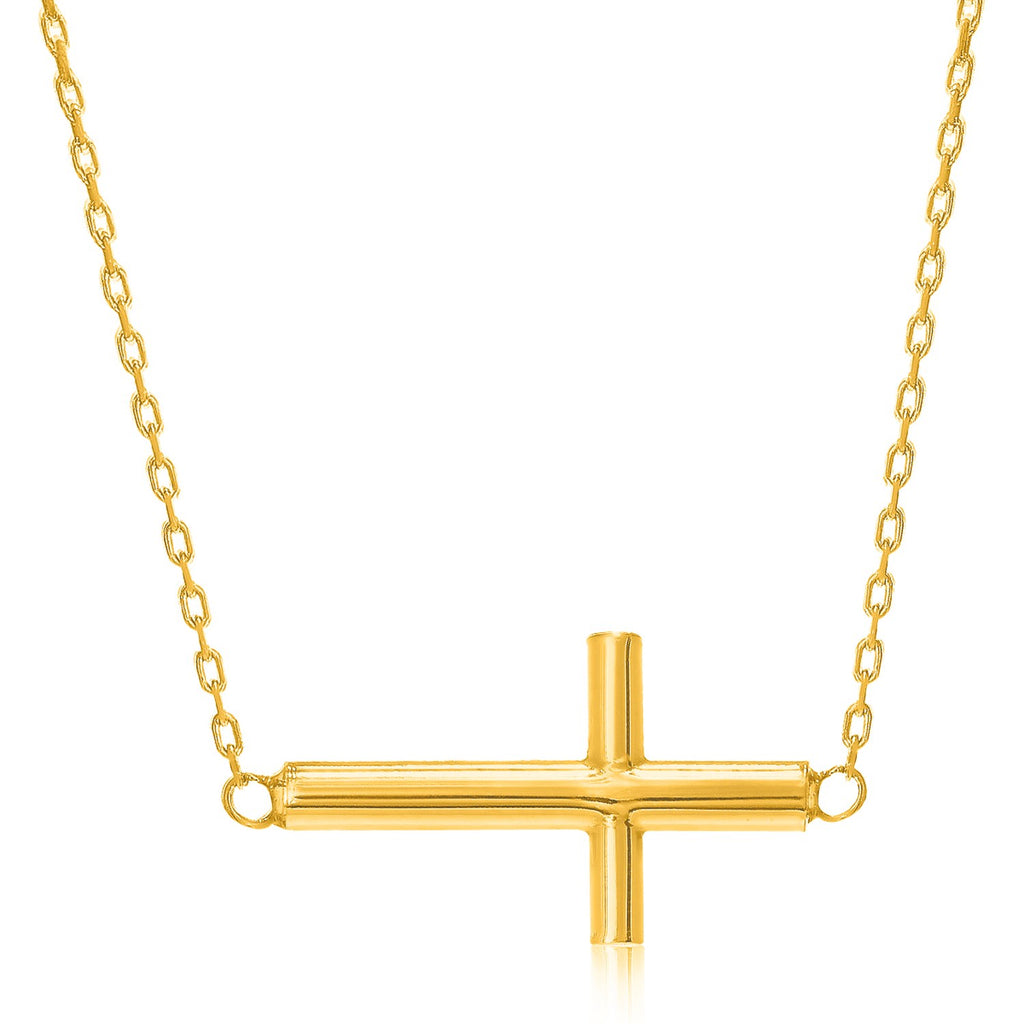14k Yellow Gold Necklace with a Polished Cross Designrx05449-18-rx05449-18