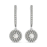 14k White Gold Double Halo Round Diamond Drop Earrings (1 cttw)-rx8799