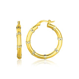 14k Two-Tone Gold Alternate Textured Hoop Earrings-rx30666