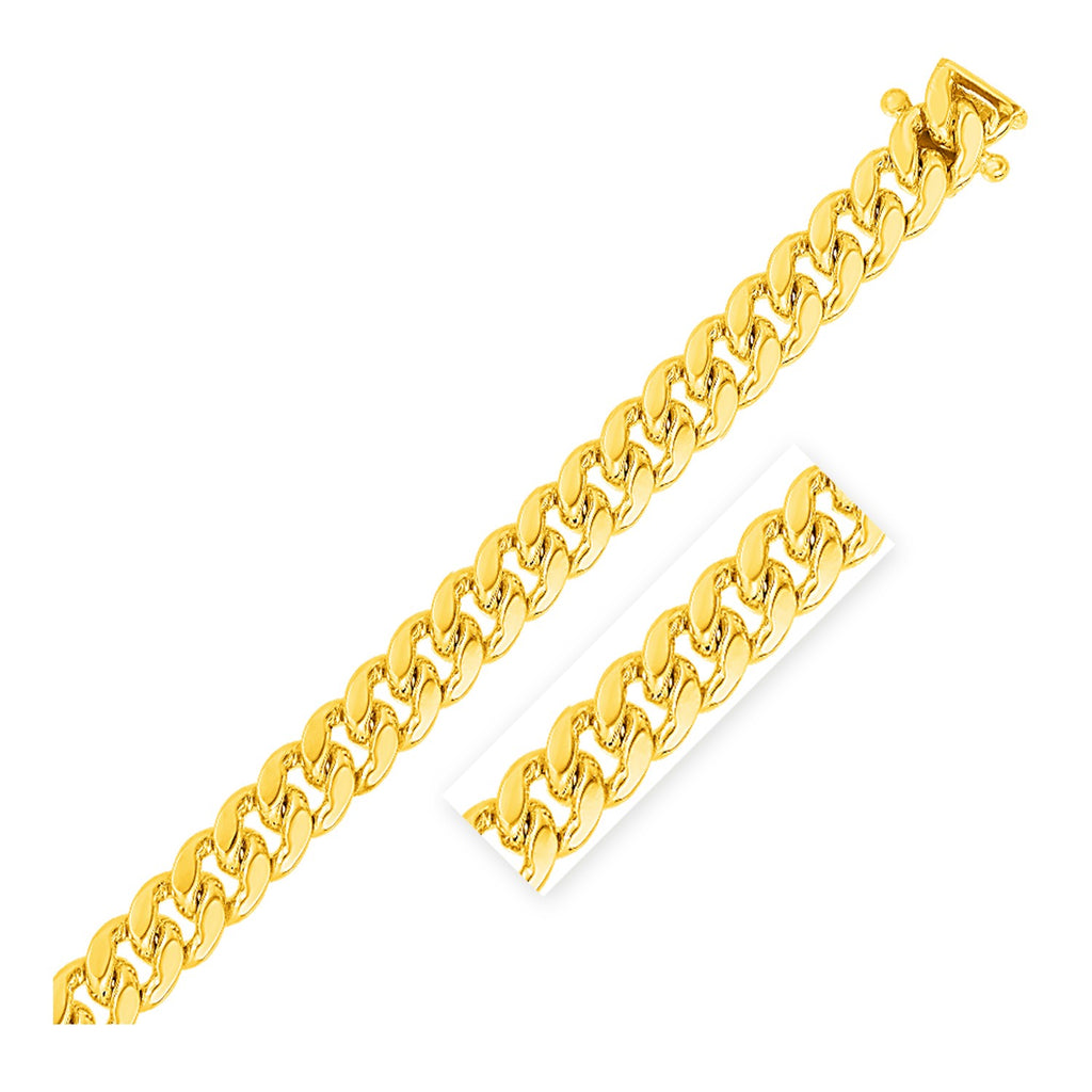 10.0mm 14k Yellow Gold Classic Miami Cuban Solid Chain-rx64458-26