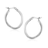 Sterling Silver Twist Design Oval Shape Hoop Earrings-rx65099