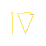 14K Yellow Gold Triangle Hoop Earrings-rx56822