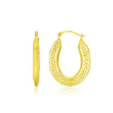 10k Yellow Gold Woven Texture Oval Shape Hoop Earrings-rx66457