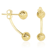 14k Yellow Gold Double Sided Diamond Cut Ball Earrings-rx89667