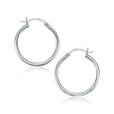 10k White Gold Polished Hoop Earrings (25 mm)-rx56787