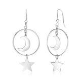 Sterling Silver Earrings with Polished Sun and Moon-rx64666