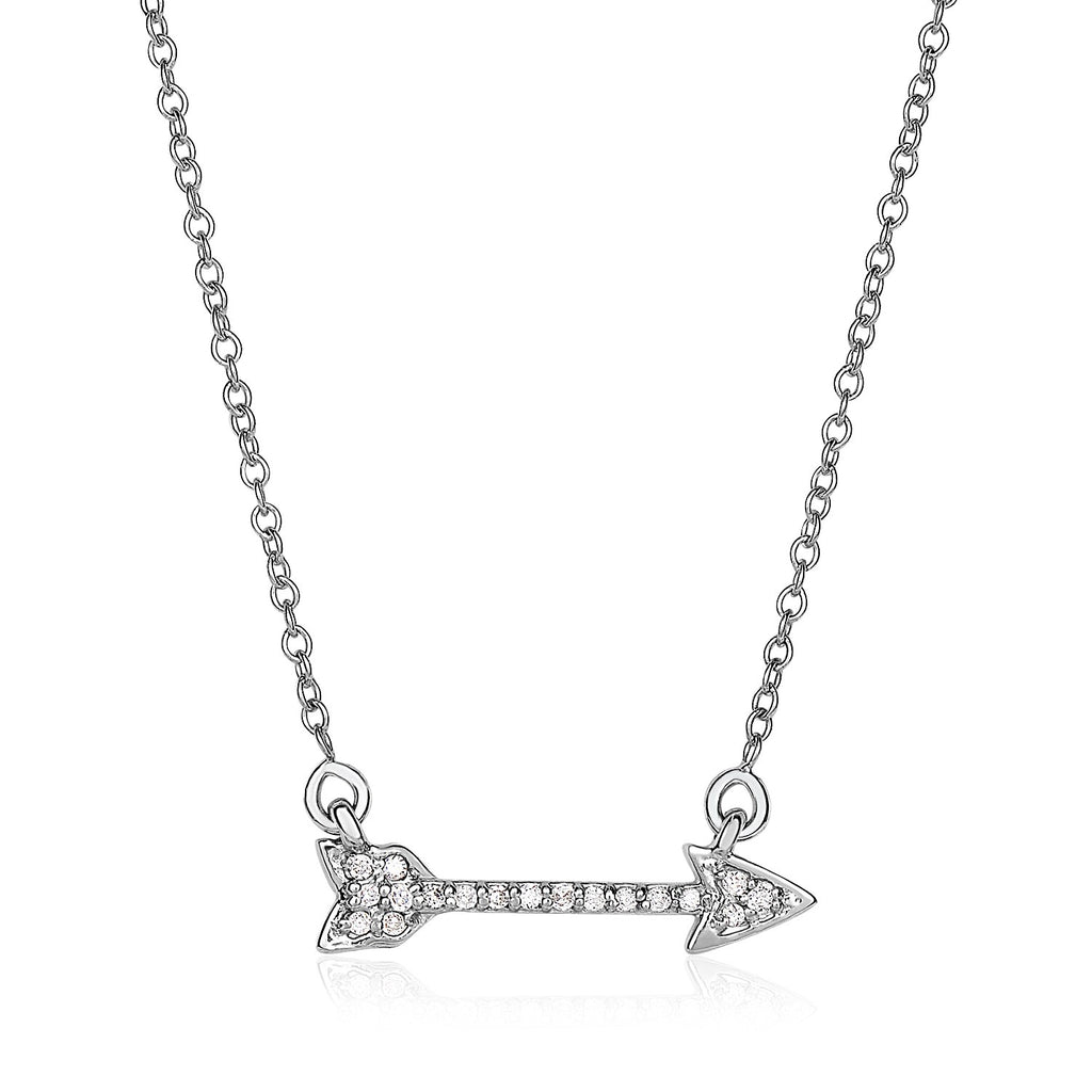 14k White Gold 18 inch Necklace with Gold and Diamond Arrow (1/10 cttw)-rx66003-18