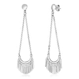 Sterling Silver Polished Earrings with Fringe-rx2444