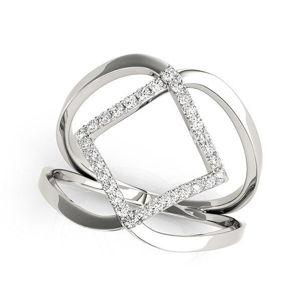 14k White Gold Interlaced Design Diamond Ring (1/5 cttw)-rxd27933y28bt