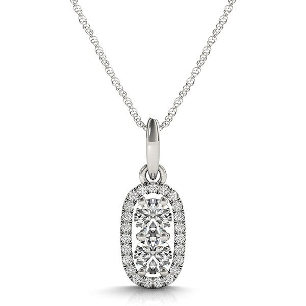 Outer Oval Shaped Two Stone Diamond Pendant in 14k White Gold (5/8 cttw)-rx33814-18