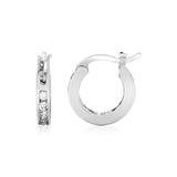 Sterling Silver Small Hoop Earrings with Cubic Zirconias-rx77834