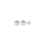 14k White Gold Ball Earrings with Faceted Texture-rx45970