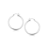 Sterling Silver Hoop Style Earrings with Polished Rhodium Plating (30mm)-rx61896