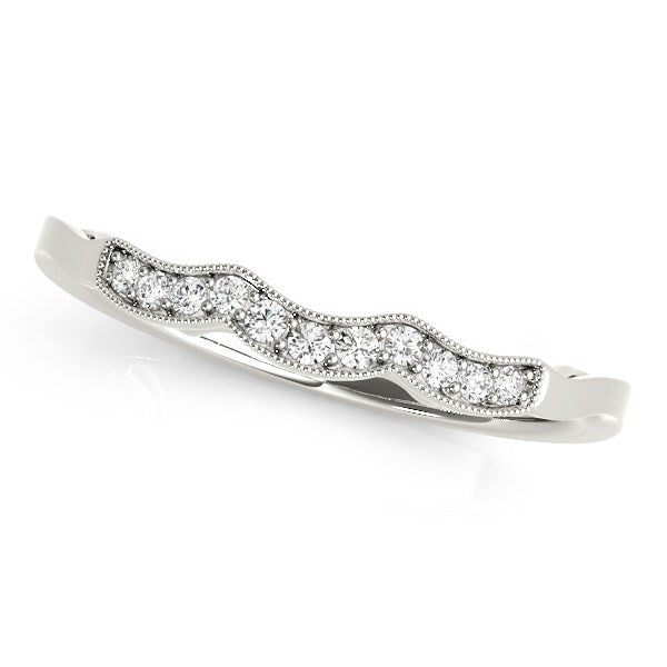 14k White Gold Wave Style Milgrained Diamond Wedding Ring (1/20 cttw)-rxd18572y28bt