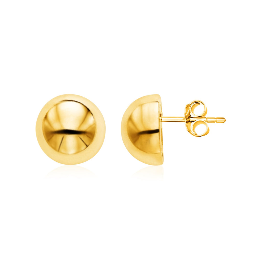 14k Yellow Gold Polished Half Ball Post Earrings-rx28582