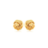 10k Yellow Gold Love Knot with Ridge Texture Earrings-rx50982