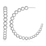 Sterling Silver Polished Bead Hoop Earrings-rx72577
