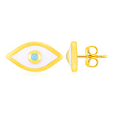 14K Yellow Gold Evil Eye Earrings with Enamel-rx90604