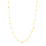 14K Tri Color Necklace with Dangling Circles-rx30074-18