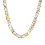14k Two Tone Gold Miami Cuban Chain Necklace with White Pave-rx49372-22