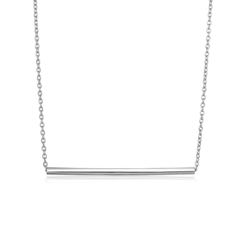 Sterling Silver Polished Straight Bar Necklace-rx36748-18