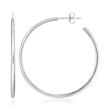 Sterling Silver Rounded Polished Hoop Earrings-rx68624