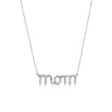 Sterling Silver Mom Necklace with Cubic Zirconias-rx09778-18