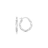 Sterling Silver Polished Twist Design Hoop Earrings-rx65066