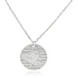 Sterling Silver 18 inch Necklace with Engraved Round Mom Pendant-rx65970-18