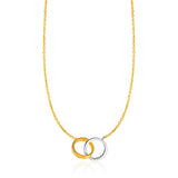 14k Two-Toned Yellow and White Gold Interlocking Rings Necklace-rx69203-17